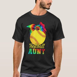 Womens Softball Aunt Tie Dye Softball  Mother's Da T-Shirt