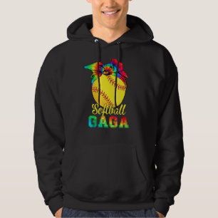 Womens Softball Gaga Tie Dye Softball Mother's Da Hoodie
