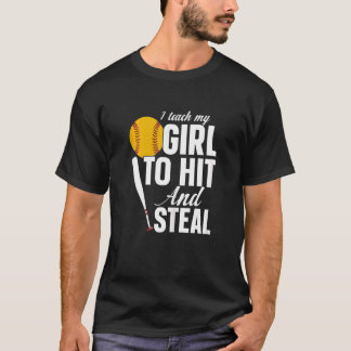 Womens Softball Mama I Teach My Girl To Hit And St T-Shirt