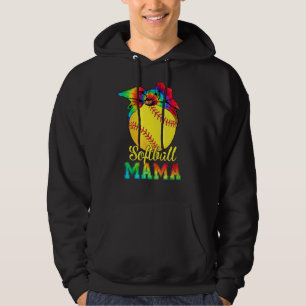 Womens Softball Mama Tie Dye Softball Mother's Da Hoodie