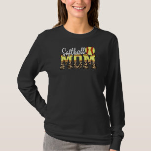 Womens Softball Mom Leopard Proud Mother's Day Pre T-Shirt