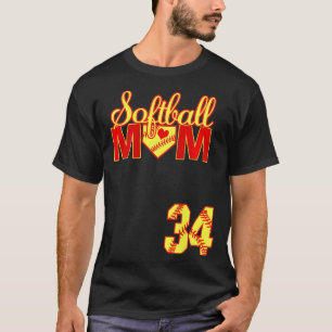 Womens Softball Mom Mother's Day #34 Fastpitch Jer T-Shirt