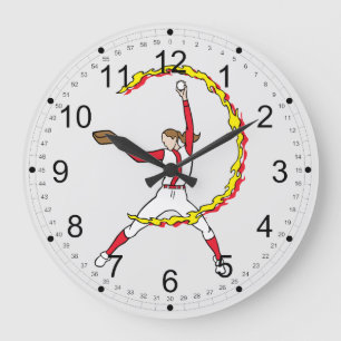 Womens Softball Pitcher Large Clock