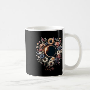 Womens Solar Eclipse Shirt With Floral Flowers Coffee Mug