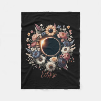 Womens Solar Eclipse Shirt With Floral Flowers  Fleece Blanket