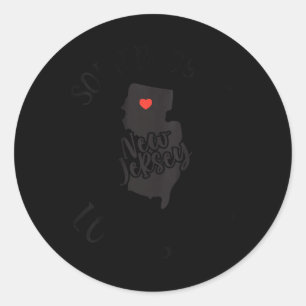 Womens Somebody In New Jersey Loves Me V-neck  Classic Round Sticker