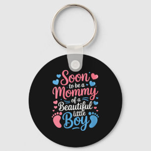 Womens Soon-to-be A Mommy Of A Beautiful Baby Boy, Keychain