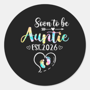 Womens Soon To Be Aunt Est 2026 For New Aunt V-nec Classic Round Sticker