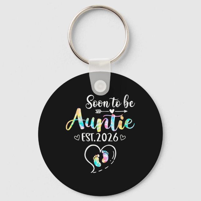 Womens Soon To Be Aunt Est 2026 For New Aunt V-nec Keychain (Front)