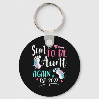 Womens Soon To Be Auntie Again 2027 Mothers Day Keychain