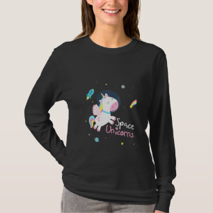 Womens Space Unicorn Astronaut Space Rocket Nebula T-Shirt