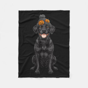Womens Spooky Black Labrador Dog Funny Halloween Fleece Blanket