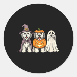 Womens Spooky Ghost Old English Sheepdog Pumpkin Classic Round Sticker