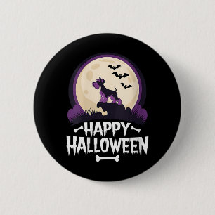 Womens Spooky Miniature Schnauzer Happy Halloween 2 Inch Round Button