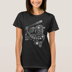 Women's Sports Christmas Snowflakes Girl Softll Pl T-Shirt