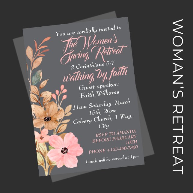 Women's Spring Retreat Wildflower Pink Christian Invitation (Women's Spring Retreat Wildflower Pink Christian Invitation)