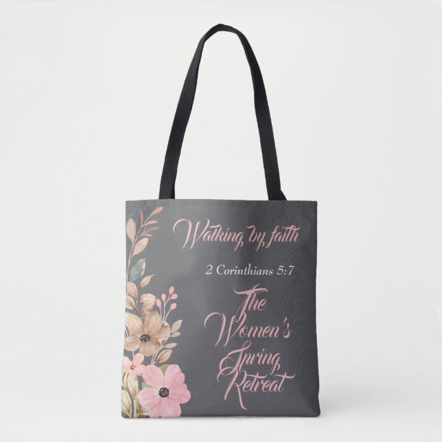 Women's Spring Retreat Wildflower Pink Christian Tote Bag (Front)
