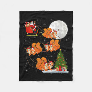 Womens Squirrel Santa Sleigh Flying Funny Magical  Fleece Blanket