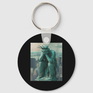 Womens Statue Of Liberty Facepalm V-neck Keychain
