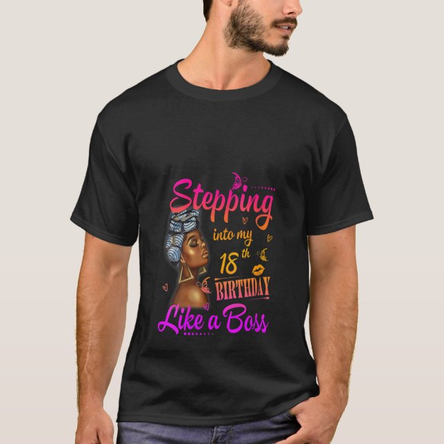 Womens Stepping Into My 18th Birthday Like A Boss  T-Shirt (Front)