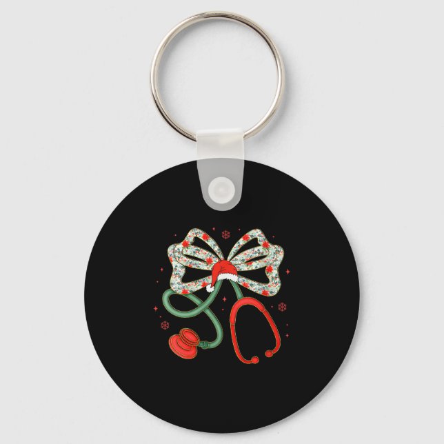 Womens Stethoscope Christmas Nurse Health Worker S Keychain (Front)