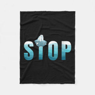 Womens Stop Ocean Pollution Polar Bear Fleece Blanket