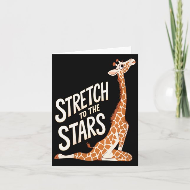 Womens Stretch Toward The Galaxy Sitive Yoga Giraf Card (Front)