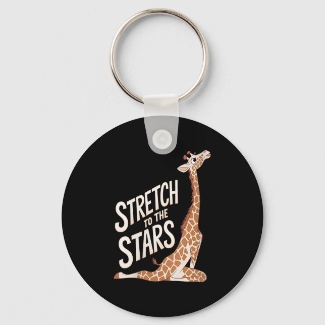 Womens Stretch Toward The Galaxy Sitive Yoga Giraf Keychain (Front)