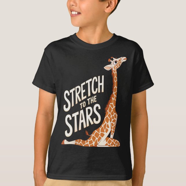 Womens Stretch Toward The Galaxy Sitive Yoga Giraf T-Shirt (Front)