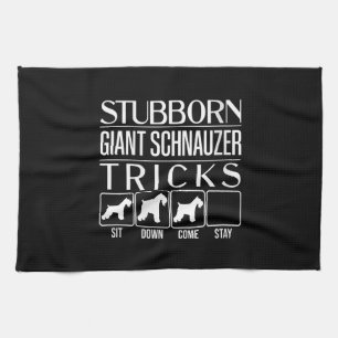 Womens Stubborn Giant Schnauzer Tricks, Funny Kitchen Towel