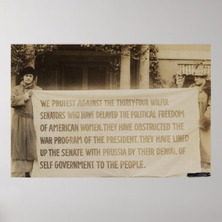 Women's Suffrage Banner in Washington D.C. 1918 Poster