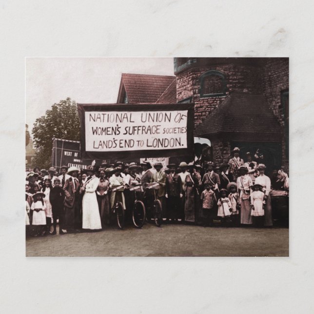 Women's Suffrage Group with Banner Postcard (Front)