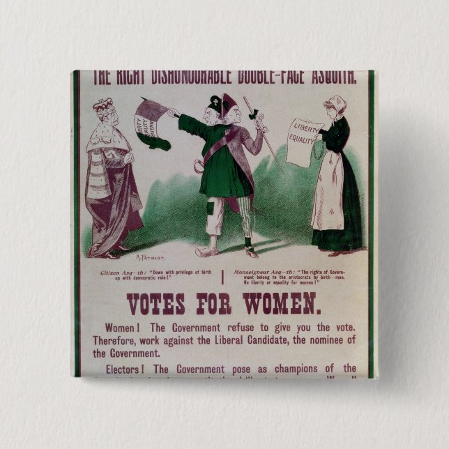 Women's Suffrage Poster 2 Inch Square Button (Front)