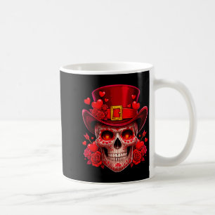 Women's Sugar Skull Valentine Cud Red Roses Couple Coffee Mug