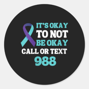 Womens Suicide Prevention 988 Hotline Shirt 988 Su Classic Round Sticker