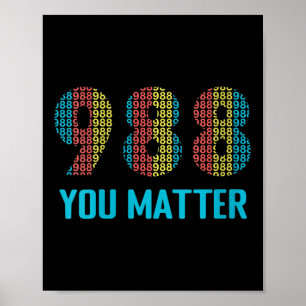 Womens Suicide Prevention 988 Hotline Shirt V-neck Poster
