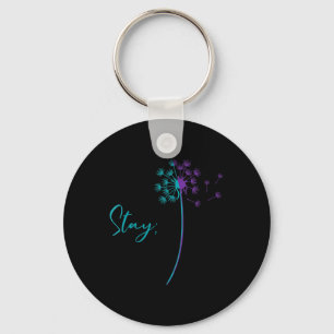 Womens Suicide Prevention Dandelion Teal And Purpl Keychain