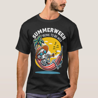 Womens Summerween Bone to Be Wild Skeleton VNeck 2 T-Shirt