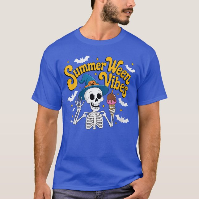 Womens Summerween Vibes Funny Skeleton Ice Cream S T-Shirt (Front)