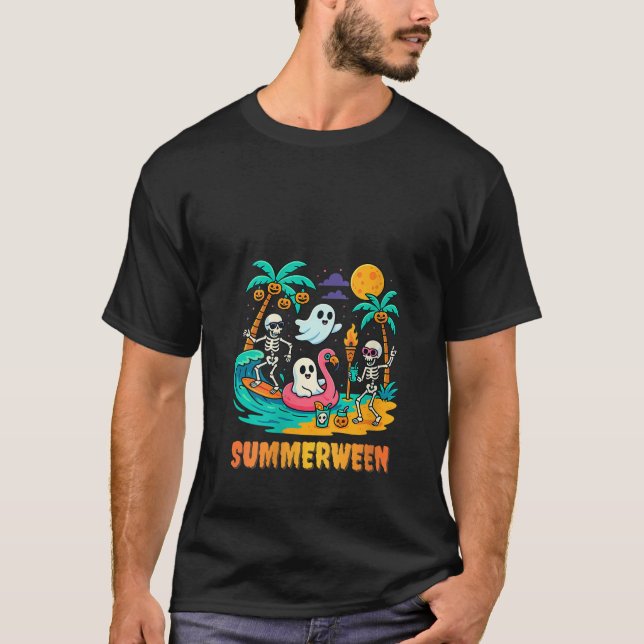 Womens Summerween Vibes Skeleton Summer Vacation F T-Shirt (Front)