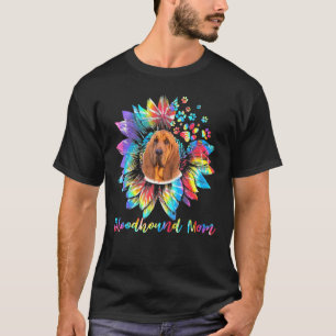 Womens Sunflower Bloodhound Mom Tie Dye Dog T-Shirt