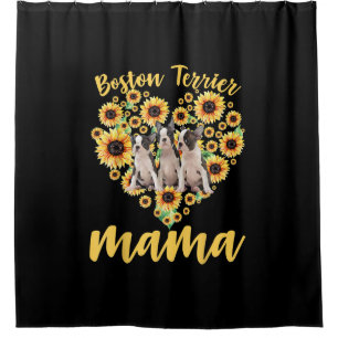 Womens Sunflower Boston Terrier Mama Dog Lover