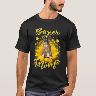 Womens Sunflower Boxer Mom Dog Mother's Day T-Shirt