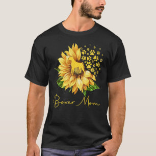 Womens Sunflower Boxer Mom Dog T-Shirt