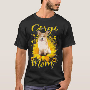 Womens Sunflower Corgi Mom Dog Mother's Day T-Shirt