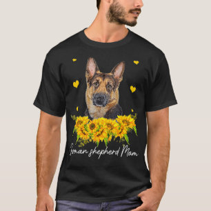 Womens Sunflower German Shepherd Mom Dog Lover  T-Shirt