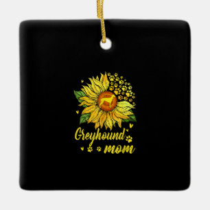 Womens Sunflower Greyhound Mom Dog Lover Gift Ceramic Ornament
