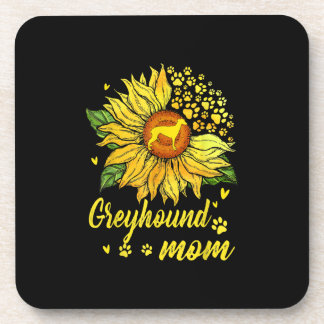 Womens Sunflower Greyhound Mom Dog Lover Gift Coaster
