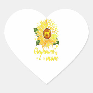 Womens Sunflower Greyhound Mom Dog Lover Gift Heart Sticker