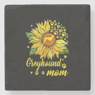 Womens Sunflower Greyhound Mom Dog Lover Gift Stone Coaster